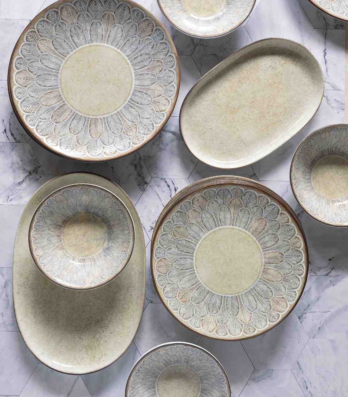Layered Leaf Bowls and Plates – Complete Dining Set for Six