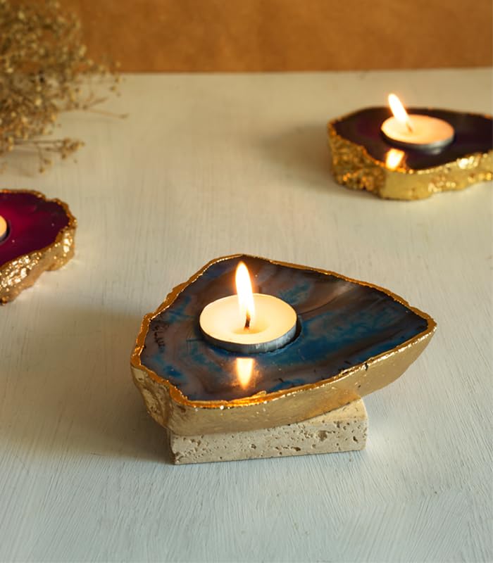 Sapphire Agate Tealight Holder