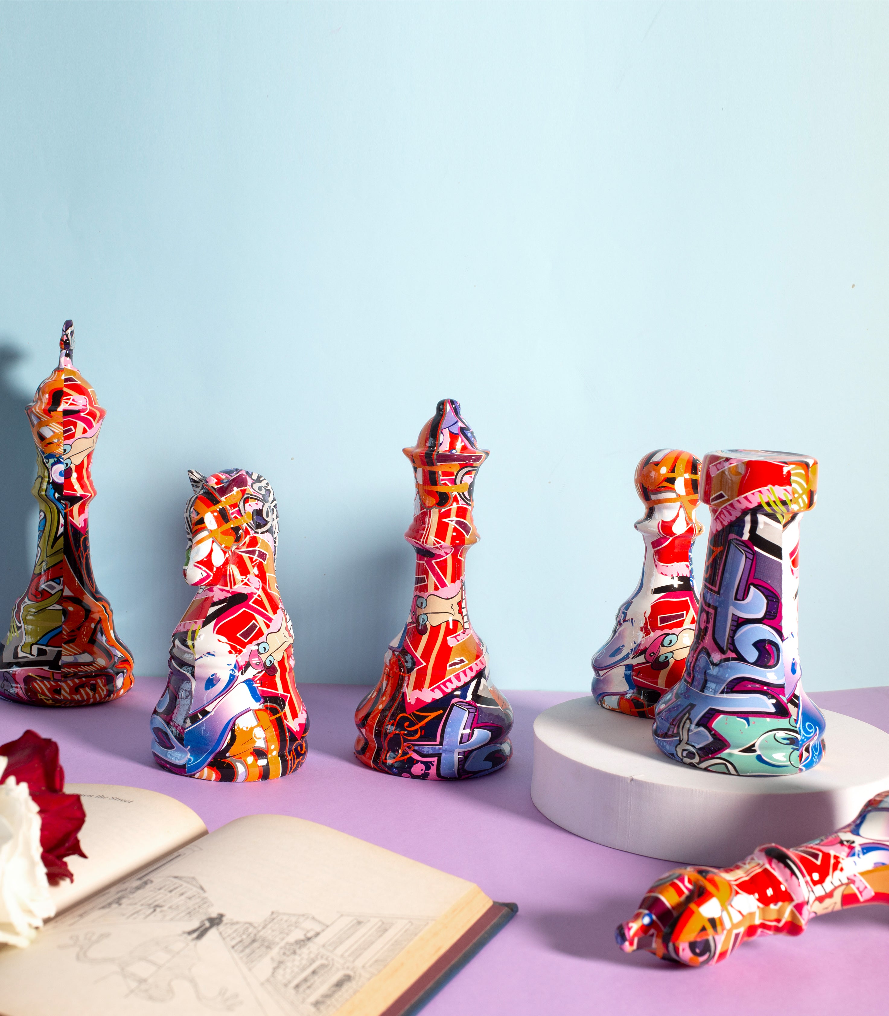 Graffiti Chess Sculpture set