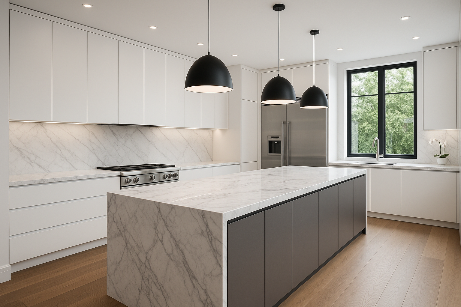 a premium interior background image (modern kitchen or wardrobe).