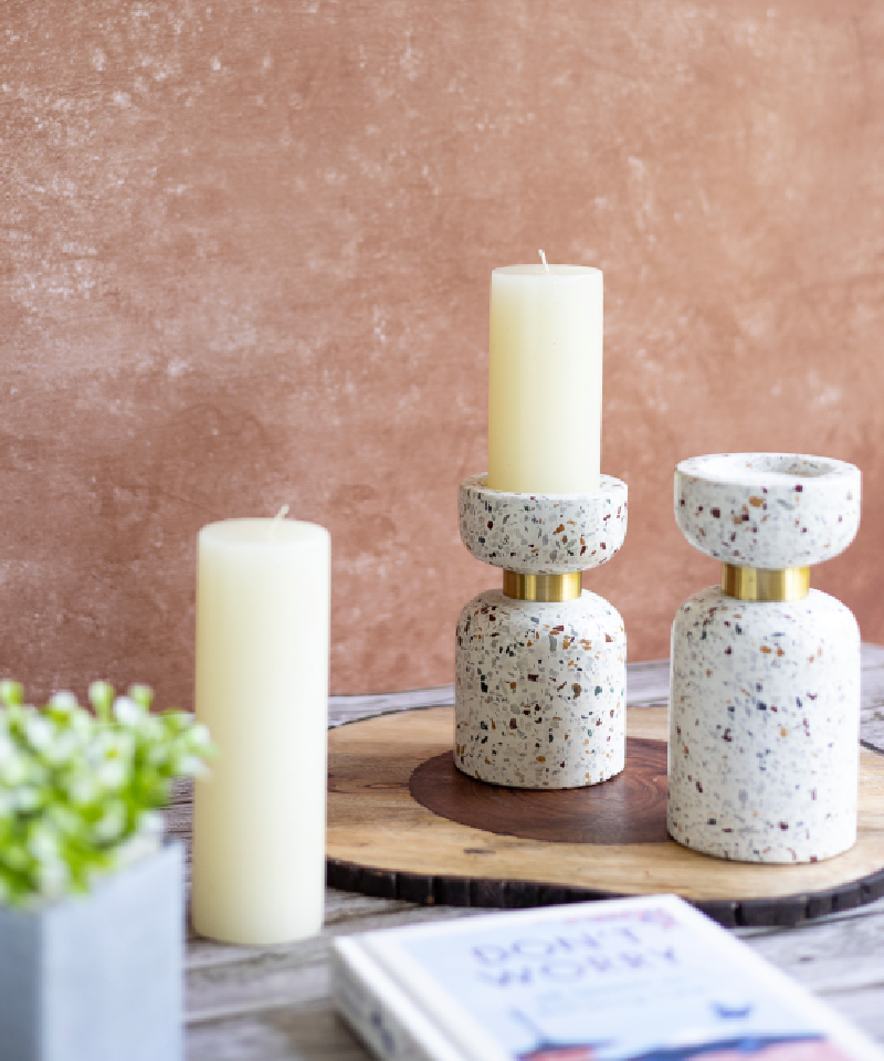 Terrazo Candleholders Set