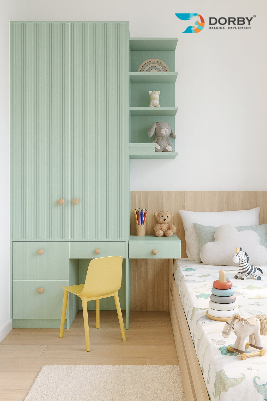 Mint Green BF 9183 - Refreshing Bamboo Fluted Laminate